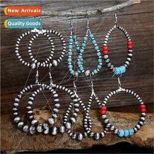 New Earrings Europe Navajo Pearl Antique Beaded Earrings Wes