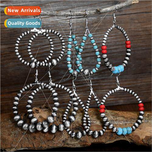 New Earrings Europe Navajo Pearl Antique Beaded Earrings Wes