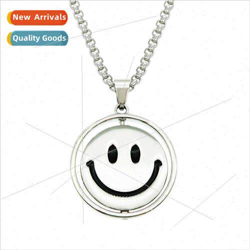 Europe hip-hop ins can be rotated two-sided smiley pendant n