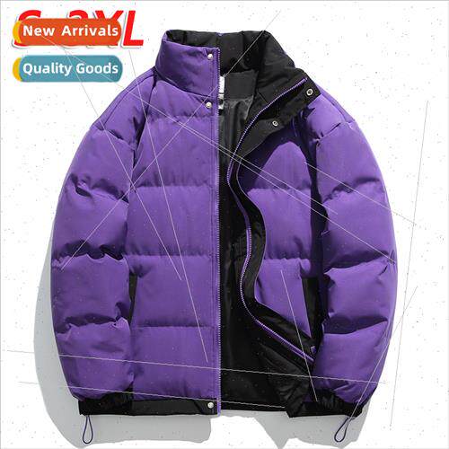 Men Cotton Clothes 2023 winter new loose stand-up collar sol