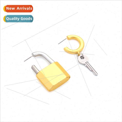 personalized fashion metal key lock earrings design sense ge