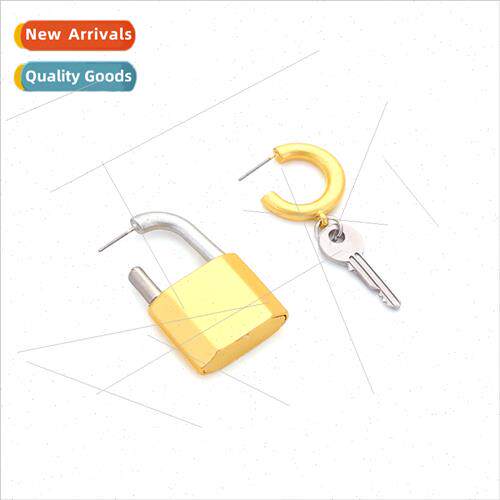 personalized fashion metal key lock earrings design sense ge