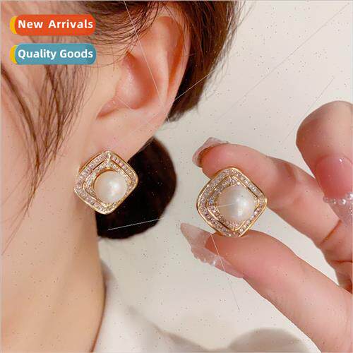 s925 silver pin zirconia diamond pearl earrings female delic