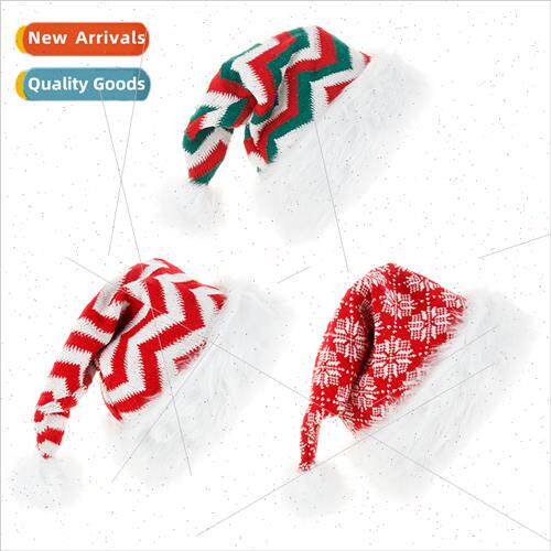 Knted Christmas hat Christmas high-grade plush red green str