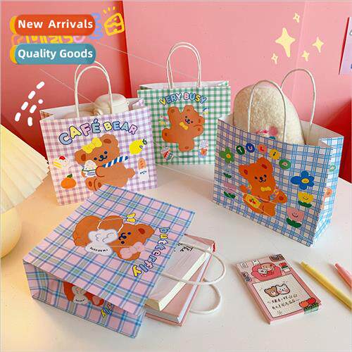 Cute ins simple cartoon Korean cute bear paper bag handheld