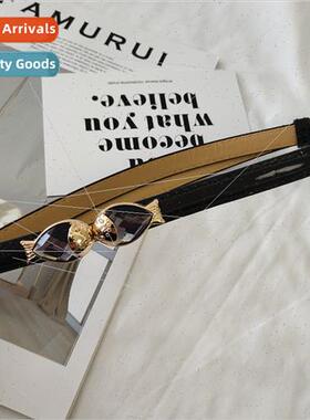 two small fish card buckle elastic waist belt thin dress sim