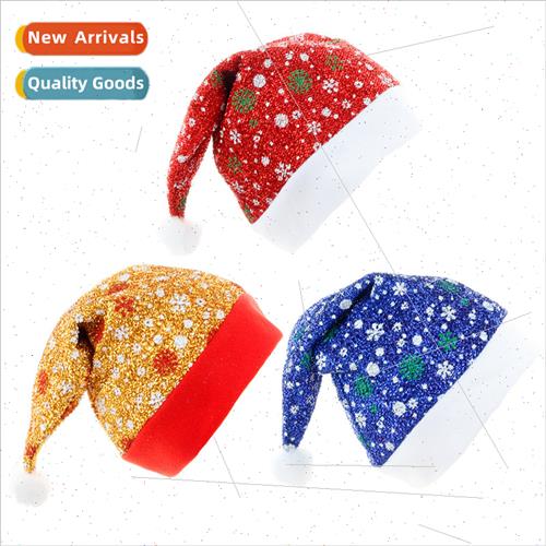 New Colorful Snowflake Christmas Hat Brushed Fabric Velvet B
