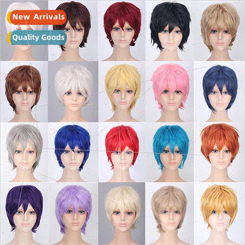 Anime men universal wig Europe cosplay color short hair high