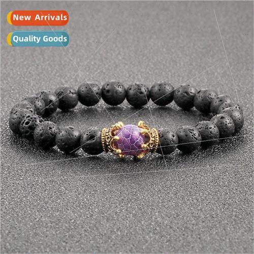 Jewelry Volcanic stone beaded pearl bracelet alloy side crow