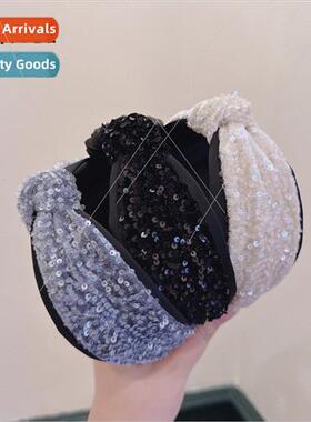 Gray often love a sequins high skull top twisted wide hairpi