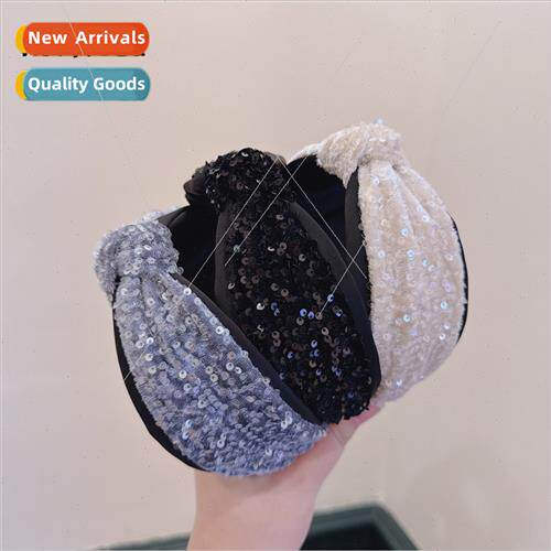 Gray often love a sequins high skull top twisted wide hairpi