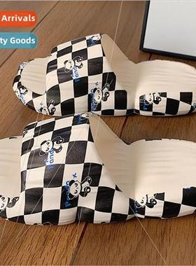 Women summer personalized tide sign checkerboard cool slippe