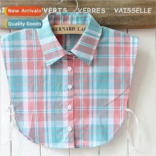 false shirt collar new Slim Korea women plaid