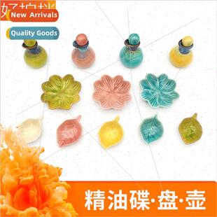 Flower dish ceramic ice crackle glaze dish spa essential oil