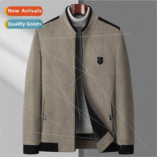 Men thickened tweed coat 2023 winter new father installed st