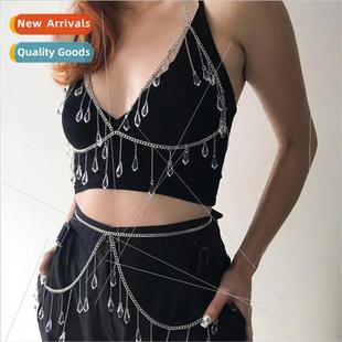 FB3476 Europe body chain clear crystal gemstone pendant tass