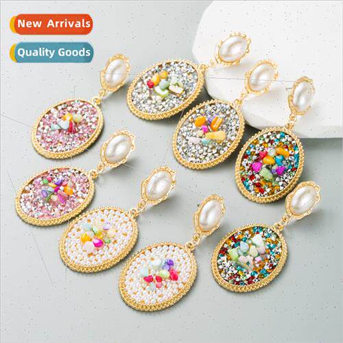 Ins wind Europe creative turquoise pearl earrings female lon