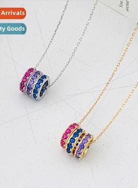 S925 silver three rings geometric necklace female collarbone