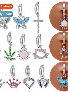 Europe Sun Belly Button Ring Maple Leaf Navel Nail Cat Head