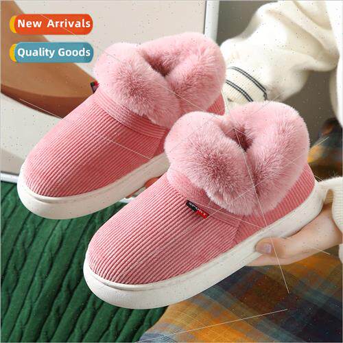 New hair mouth cotton shoes couple  solid color corduroy cot