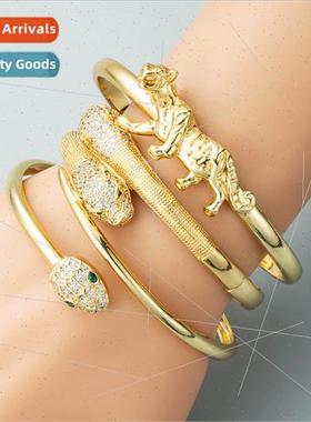 Europe personalized vintage snake leopard bracelet copper pl