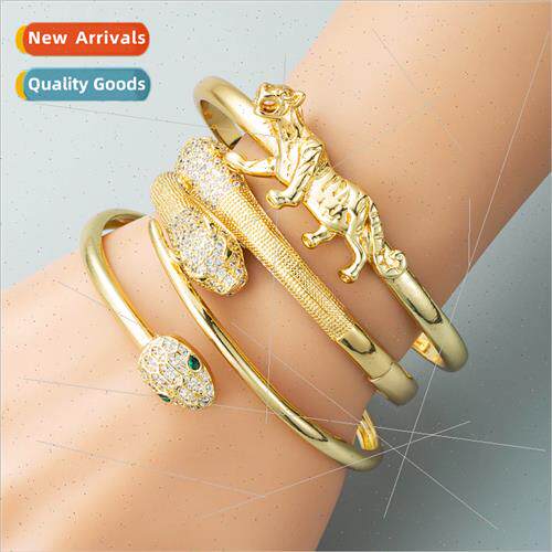 Europe personalized vintage snake leopard bracelet copper pl