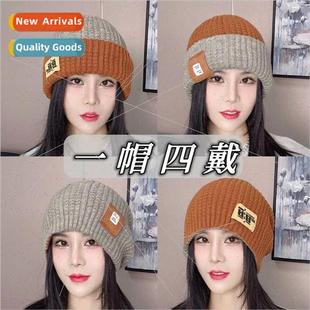 double sided female warm cap versatile wool Winter knted