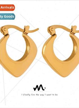 Fashion versatile simple niche tanium steel gold-plated geom