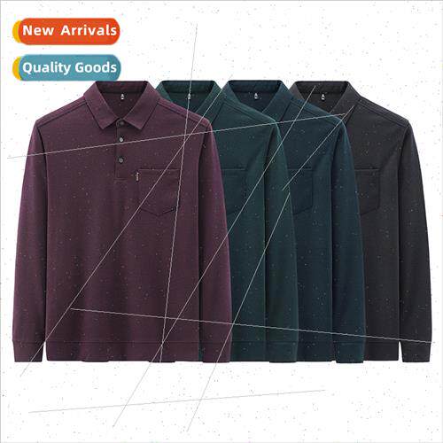 Middle-aged elderly fall long-sleeved t-shirt kn shirt men c