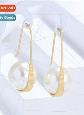 New simple atmosphere fashion bright beads ear hook earrings
