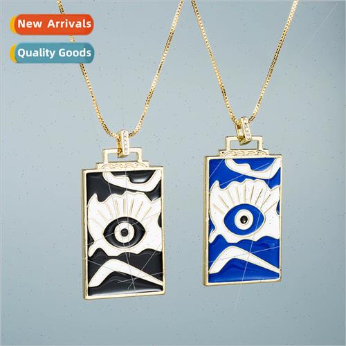 Personalized Devil Eye Oil Drop Tag Necklace Copper Micro Zi