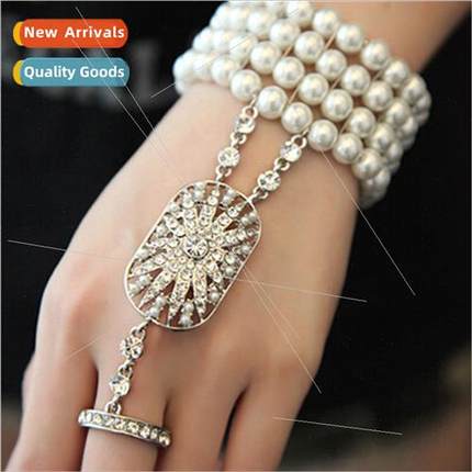 1920s terrific gatsby glass pearl bracelet rhinestone onepcs