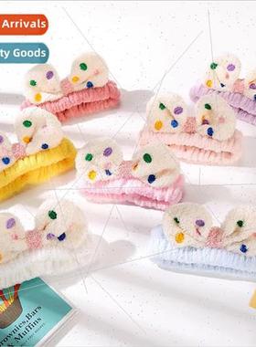 Cute Colorful Bow Embroidery Wash Face Makeup Apply Mask Gir