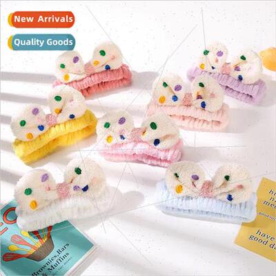 Cute Colorful Bow Embroidery Wash Face Makeup Apply Mask Gir