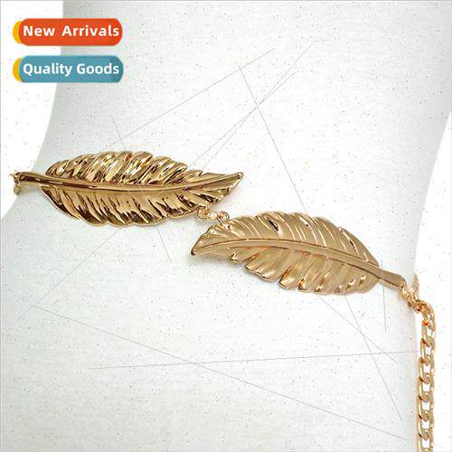 Ladies Cool Metal Leaf Decorative Waist Chain mple Fashion D