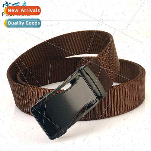 Men automatic buckle canvas belt whout holes thickened nylon