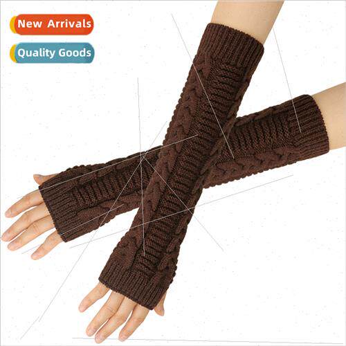 Korean fall winter woolen lengthened open-finger gloves fema