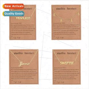 stainless steel paper New gold letters card pendant necklace