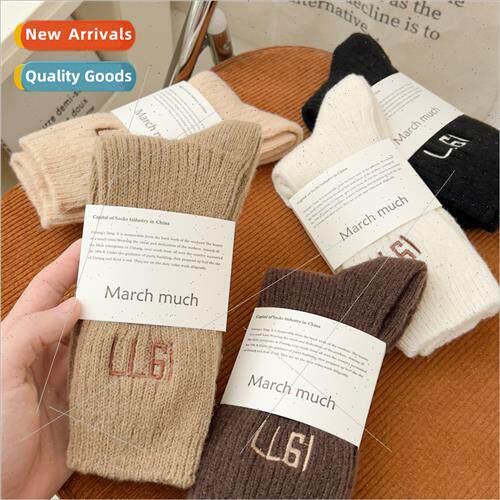 Embroidery wool socks women fall winter padded thickened war