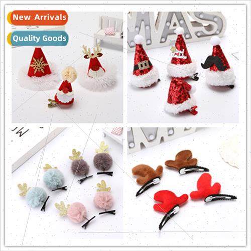 Christmas small hat hair clips children gifts red birthday f