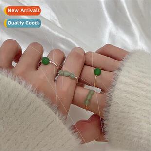 gold court beads rings jade round antique trans Three niche