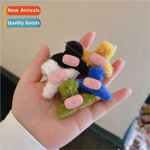 Korean fall winter plush cute hair clips niche bangs broken