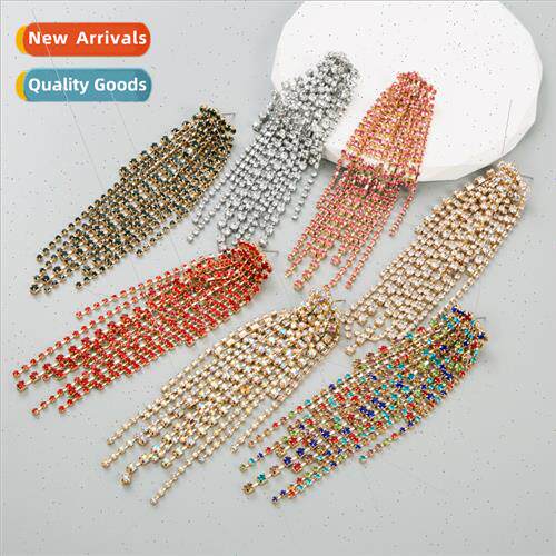 Europe fashion alloy diamonds long tassel earrings female nd