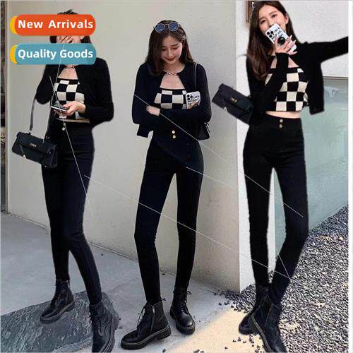 Bu jiu Ai cat small black pants female fall winter new Korea