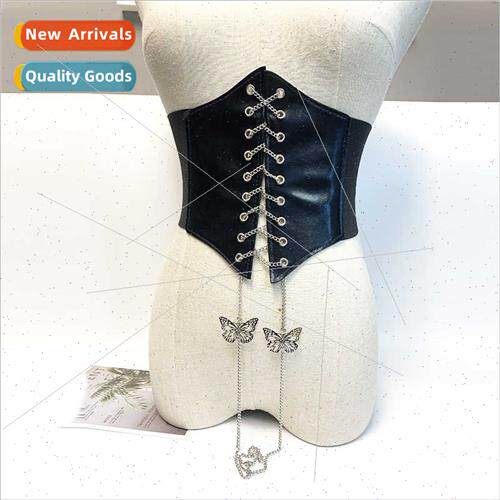 new girdle women extra-wide court waistband tie bow chain em