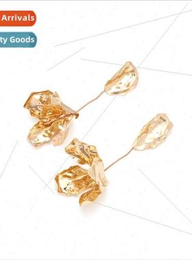 light luxury long bumpy texture flower earrings design sense