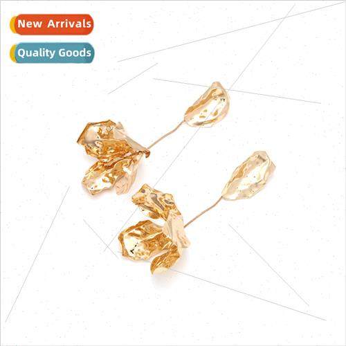 light luxury long bumpy texture flower earrings design sense