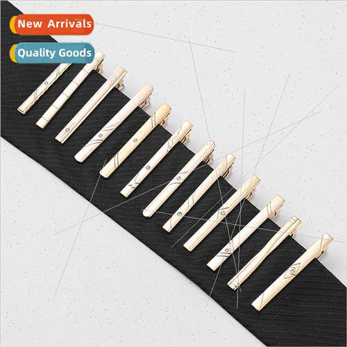 Gold Men 6cm high-grade fashion tie clip Gold frosted textur
