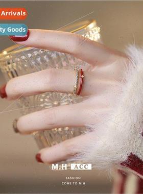 Quadrangle hollow ring female fashion zirconia index finger