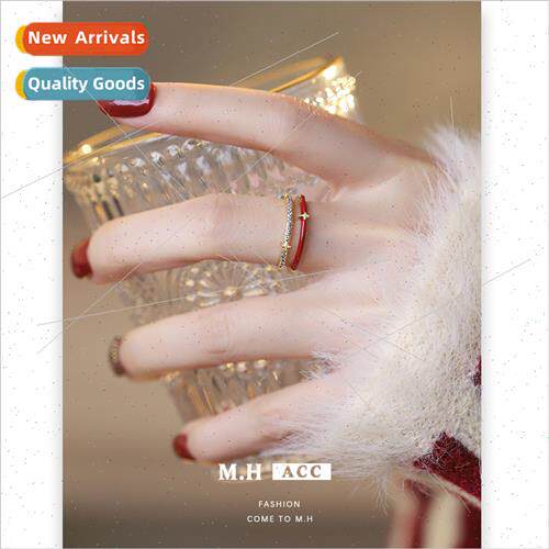 Quadrangle hollow ring female fashion zirconia index finger